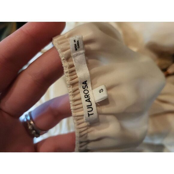 Tularosa Dress Women's Small Beige Fiesta Tassel Cold Shoulder Mini Boho - Picture 5 of 6